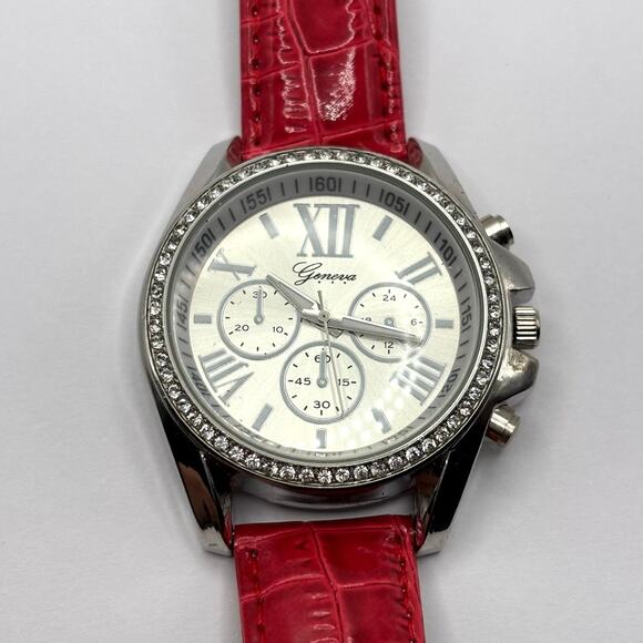 Silver & Red Men's Watch - Picture 2 of 4
